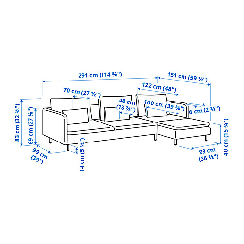 SÖDERHAMN, sectional, 4-seat with chaise 3 of 3 open dialog