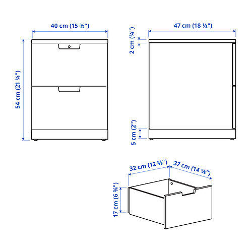 NORDLI, 2-drawer chest 7 of 7 open dialog