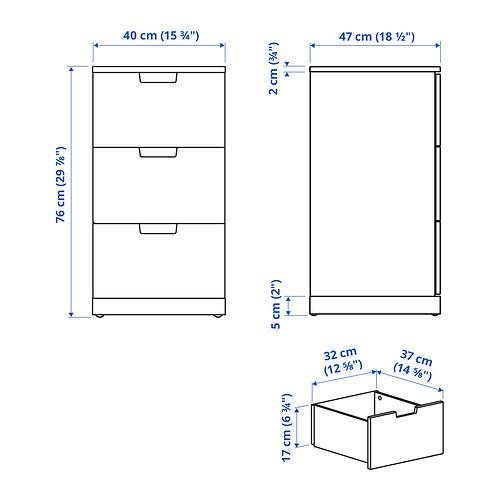 NORDLI, 3-drawer chest 6 of 6 open dialog