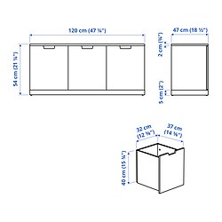 Ilustración de medidas - NORDLI Cómoda de 3 cajones