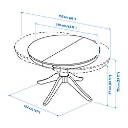 Measurement Illustration - ROSENTORP extendable table