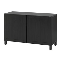 BESTÅ, storage combination with doors, Black-brown / Hanviken / Stubbarp black-brown