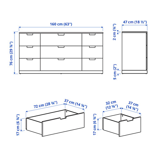 NORDLI, 9-drawer chest 5 of 5 open dialog