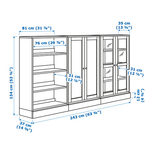 HAVSTA combinación almacenaje con puertas vidrio