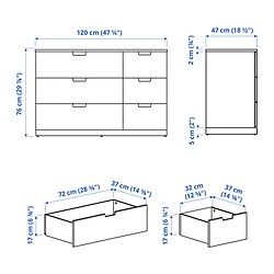 Ilustración de medidas - NORDLI Cómoda de 6 cajones
