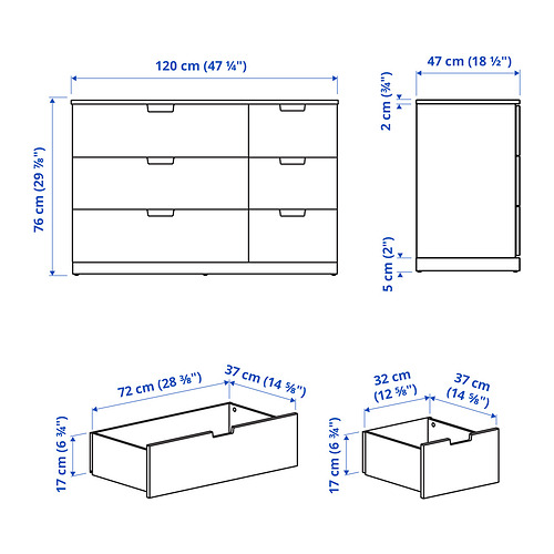 NORDLI, 6-drawer dresser 5 of 5 open dialog