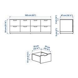 Ilustración de medidas - NORDLI Cómoda de 8 cajones