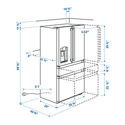 Measurement Illustration - ÖVERSKÅDLIG french door refrigerator