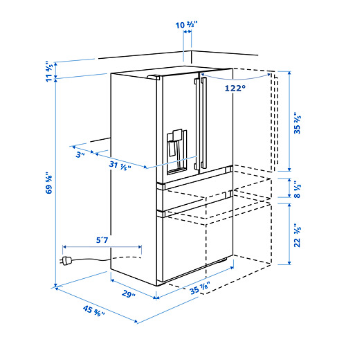 ÖVERSKÅDLIG, french door refrigerator. 3 of 3 open dialog