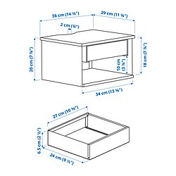 Ilustración de medidas - STOMSÖ mesita de noche de pared