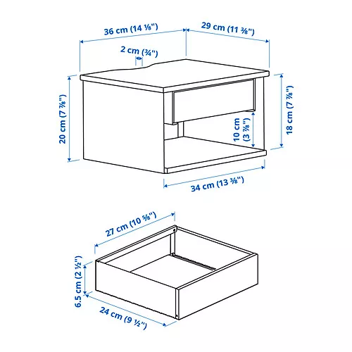 IKEA Tenerife STOMSÖ mesita de noche de pared, efecto abedul
