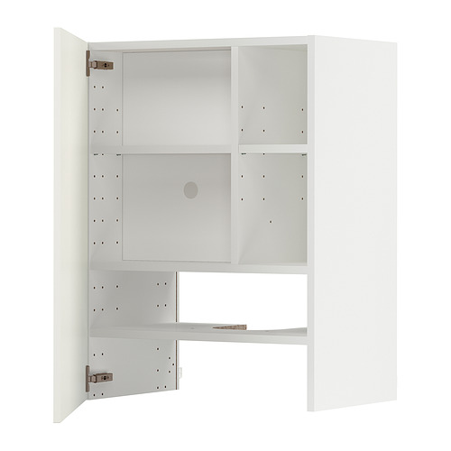 Un mueble de cocina METOD blanco. Cuenta con múltiples estantes ajustables y un diseño moderno.