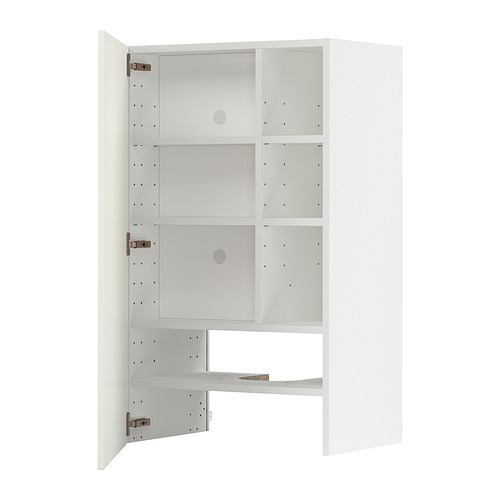 Un mueble de cocina METOD blanco de ikea. Cuenta con múltiples estantes y diseño ajustable.