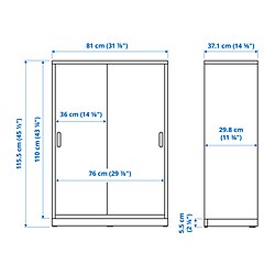 Measurement Illustration - TONSTAD cabinet with sliding doors