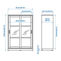 Measurement Illustration - TONSTAD display cabinet