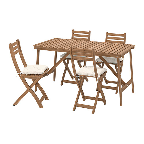 ASKHOLMEN, table and 4 folding chairs, outdoor 6 of 6 open dialog
