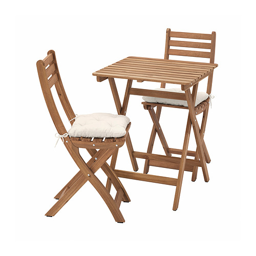 ASKHOLMEN, table and 2 folding chairs, outdoor 7 of 7 open dialog