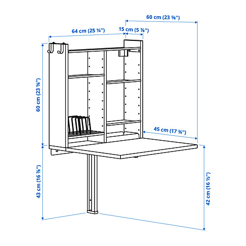 NORBERG, wall-mount drop-leaf tbl w storage 13 of 13 open dialog