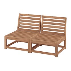 NÄMMARÖ, 2-seat modular sofa, outdoor, Light brown stained