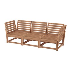 NÄMMARÖ, 3-seat modular sofa, outdoor, Light brown stained