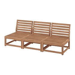 NÄMMARÖ, 3-seat modular sofa, outdoor, Light brown stained