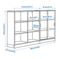 Ilustración de medidas - TONSTAD combinación de armario con puerta corredera