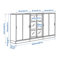 Measurement Illustration - TONSTAD storage combination w sliding doors