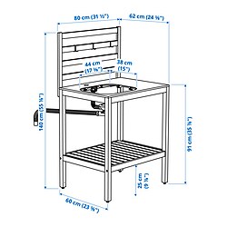 Ilustración de medidas - NÄMMARÖ módulo para fregadero
