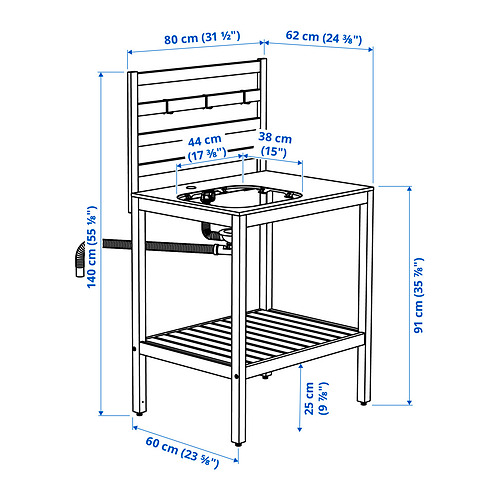 Ilustración con medidas del producto: NÄMMARÖ.