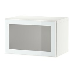 BESTÅ, shelf unit with glass door, White / Glassvik white-light green frosted glass