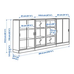 Measurement Illustration - TONSTAD storage combination with sliding doors