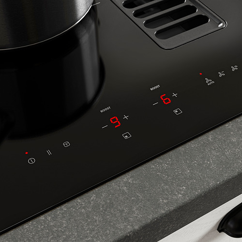TÄCKNAN, Induction cooktop w/downdraft vent. 3 of 10 open dialog