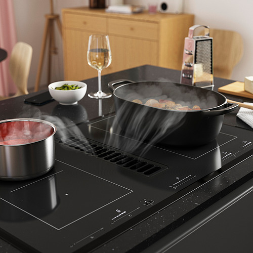 TÄCKNAN, Induction cooktop w/downdraft vent. 6 of 11 open dialog