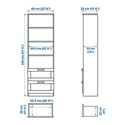 Measurement Illustration - BRIMNES bookcase