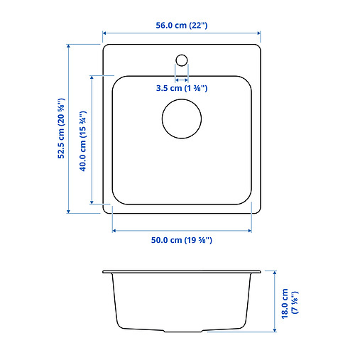 LÅNGUDDEN, single-bowl dual-mount sink 2 of 2 open dialog