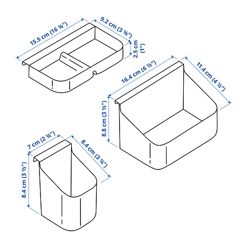 VISSLAÅN, drawer organizers, set of 3 3 of 3 open dialog