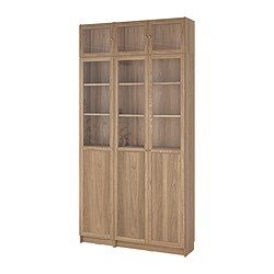 BILLY/OXBERG, display cabinet with doors, Oak effect