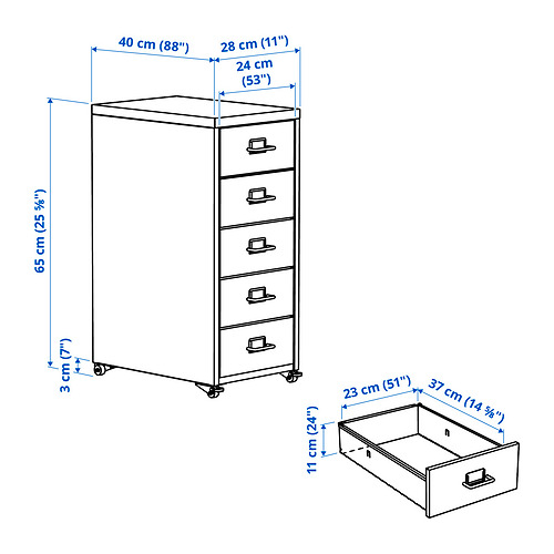 Ilustración con medidas del producto: HELMER.