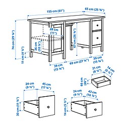 Measurement Illustration - HEMNES desk