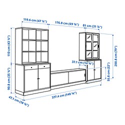 Ilustración de medidas - TONSTAD mueble TV con estantería