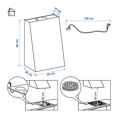 Ilustración con medidas del producto: FIVELSBO.