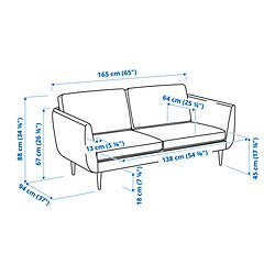 Ilustración de medidas - SMEDSTORP sofá 2 plazas