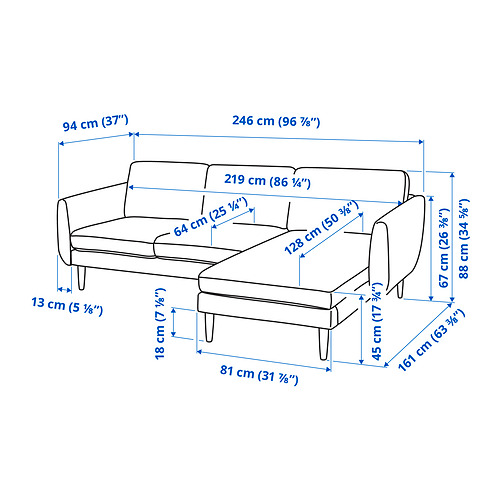 SMEDSTORP, sofa with chaise 7 of 8 open dialog