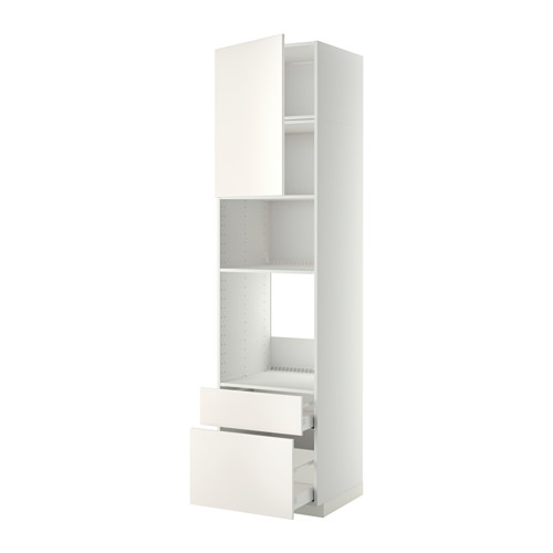 Un mueble de cocina METOD blanco con armarios y cajones para almacenaje.