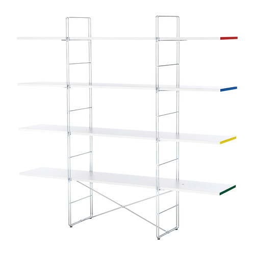 Ikea BYAKORRE, estantería de metal blanco, diseño moderno y minimalista, estanterías ajustables de melamina.
