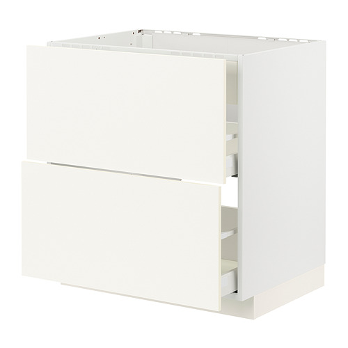 Mueble de cocina METOD blanco, elegante y moderno, con dos cajones y un frente de cajón mediano.
