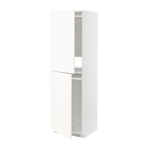 Mueble de cocina METOD blanco, alto, dos puertas, una abierta, estantes ajustables.