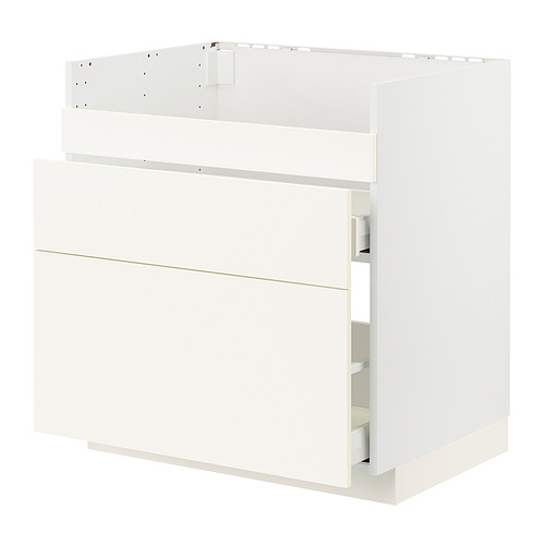 Mueble de cocina METOD blanco con cajón y estantes. Diseño moderno y limpio con superficies lisas.