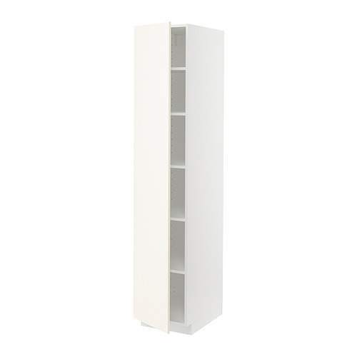 Mueble de cocina blanco METOD, diseño delgado, estantes ajustables.
