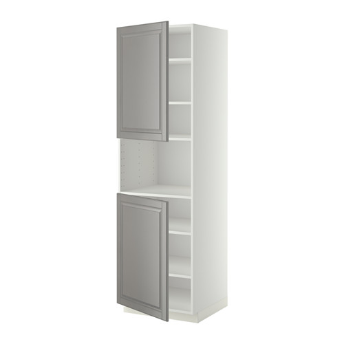 Mueble de cocina METOD - blanco, puertas grises, estante ajustable.